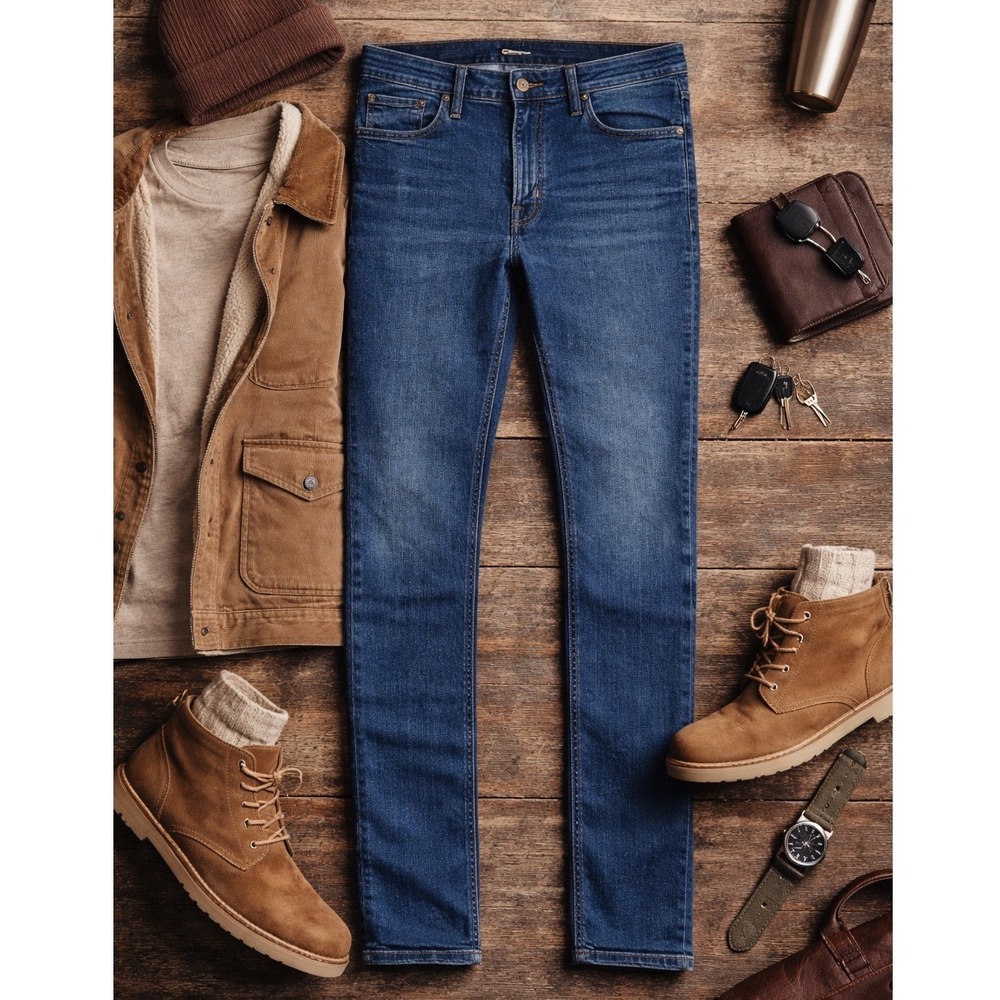 J Crew Mercantile Flex Straight Leg Dark Wash Mens Jeans 32x34 Blue Denim